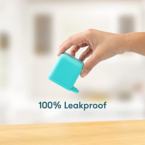 OmieBox (2 pack) Leakproof Dips Containers To Go, Salad Dressing Container, Condiment Container with Lids - Food Safe Silicone - 4 ounces (Pink/Teal)