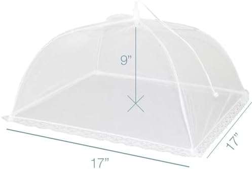 Simply Genius Large and Tall 17x17 Pop Up Mesh Food Covers - Umbrella Screen Tents for Outdoors, Parties, Picnics, BBQs - Reusable and Collapsible Food Tents (6 Pack)