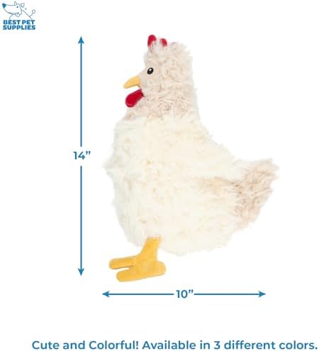 Best Pet Supplies Chicken Crinkle Plush Dog Toys for Interactive Play, Puppy and Senior Indoor Play, Colorful Chicken Toy Shape, Cute and Cuddly - Crinkle Chicken Bundle (Brown, Beige, Wine Red)