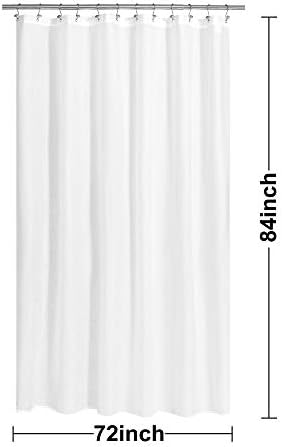 N&Y HOME Fabric Shower Curtain Liner Extra Long 72 x 84 Inches with 2 Bottom Magnets, Hotel Quality, Washable, White Spa Bathroom Curtains with Grommets, 72x84