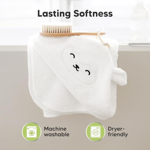 KeaBabies Hooded Baby Towel for Newborn - Viscose Derived from Bamboo Large Baby Bath Towels with Hood for Boys, Girls, Toddler, Extra Absorbent & Soft Newborn Bath Essentials (Lamb)