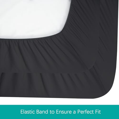 Biloban Crib Sheets Fitted, 2 Pack Crib Sheet Fits for Standard Crib Mattress, Neutral Toddler Bed Sheets for Baby Boys and Girl, Black, 52”X 28”
