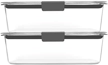Rubbermaid Brilliance BPA-Free Food Storage Containers with Lids, Airtight Clear Set of 2 (9.6 Cup), Ideal for Lunch, Meal Prep, and Leftovers