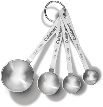 Cuisinart Mesh Strainers, 3 Count Set, CTG-00-3MS & CTG-00-SMP Stainless Steel Measuring Spoons, Set of 4 & CTG-00-SMC Measuring Cups, Set of 4, Silver