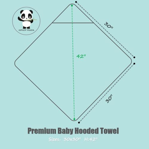 HIPHOP PANDA Hooded Towel - Rayon Made from Bamboo, Bath Towel with Bear Ears for Newborn, Babie, Toddler, Infant - Absorbent Large Baby Towel - Bear, 30 x 30 Inch