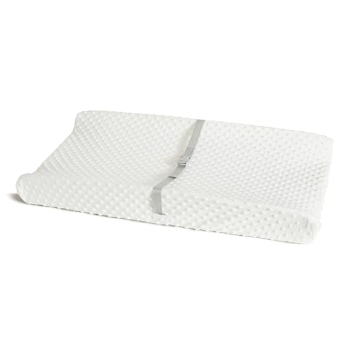 Munchkin Secure Grip Baby Diaper Changing Pad with Cover for Dresser, Waterproof and Wipeable, Contoured, Standard Size (16" x 31"), White