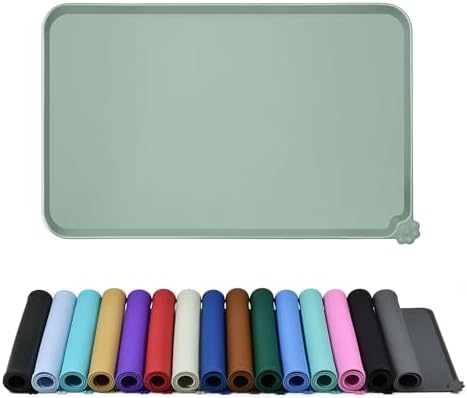 Waterproof Pet Feeding Mat with High Raised Edges, Heavier and Thicker Placemats for Cat Dog Water Bowl with BPA Free, Dogs Cats Food Mats for Messy Drinkers to Prevent Spill and Protect Floors