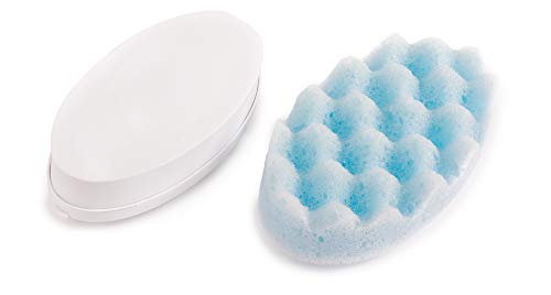 Juvo BWLA01 Premium All-in-One Wand Applicator, 23" Long Reach Handle, Adjustable, Includes Bath Sponge and Lotion Pad, 1 Count, White