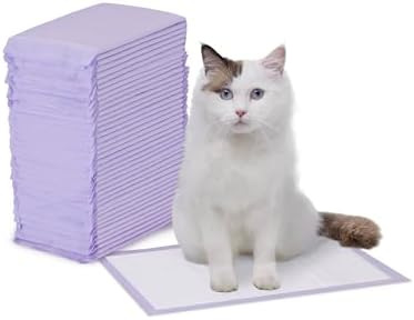 Amazon Basics Cat Litters Pee Pads, 40 Count, Universal Fit for Litter Box, Odor Control with Fresh Scent, Purple and White