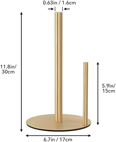 Paper Towel Holder Gold, Premium Stainless Steel Kitchen Roll Dispenser, Countertop Roll Organizer
