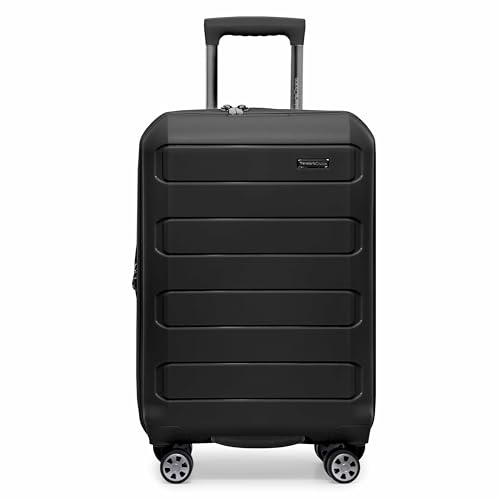 Traveler's Choice Pagosa Indestructible Hardshell Expandable Spinner Luggage, Black, 2 Piece Set