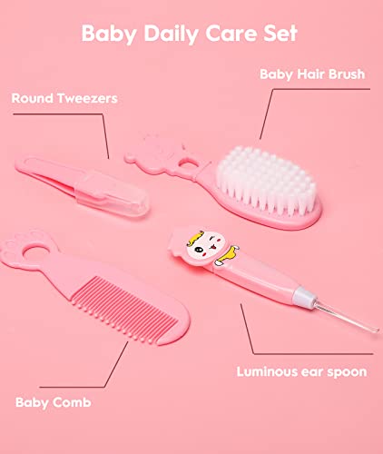 Baby Healthcare and Grooming Kit, Safety Newborn Nursery Baby Care Kit, with Hair Brush Comb, Nail Clipper, Thermometer, Pacifier Clip, Baby Registry Search, Baby Girl Boy Newborn Essentials