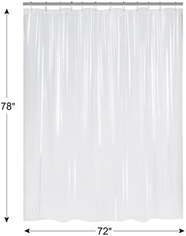 AmazerBath Clear Shower Curtain Liner, 72 x 78 Inches EVA 8G Heavy Duty Plastic Waterproof Weighted Thick Bathroom with 3 Weights and 12 Rustproof Grommet Holes