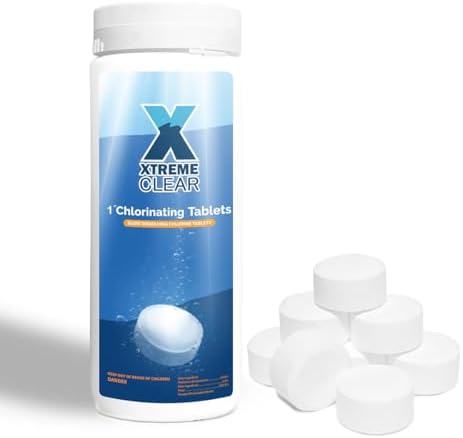 XtremeClear 1" Chlorine Tabs Swimming Pool Hot Tub & Spa Eliminate Bacteria & Algae Sanitizer Makes Water Clean & Crystal Clear Slow Dissolving 1.5lbs