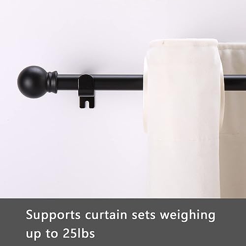 2 Pack Black Curtain Rods for windows 32 to 48 inch, 5/8 inch Splicing Heavy Duty Metal Curtain Rod Set with Brackets