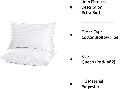 EIUE Hotel Collection Bed Pillows for Sleeping 2 Pack Queen Size,Pillows for Side and Back Sleepers,Super Soft Down Alternative Microfiber Filled Pillows,20 x 30 Inches