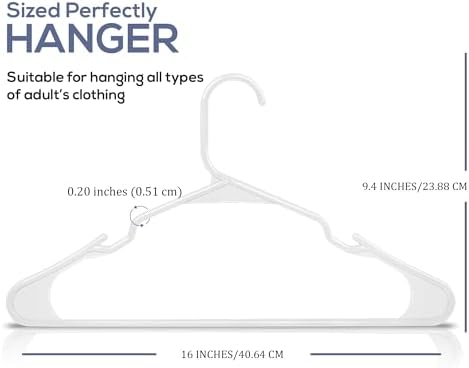 Utopia Home - Plastic Hangers 50 Pack - Space Saving Clothes Hanger - Durable and Strong Closet Organizers and Storage Makes It Ideal Apartment or Dorm Room Essentials for Girls or Guys (White)