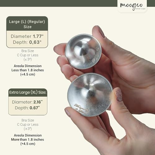 The Original Silver Nursing Cups - 925k Nipple Cups - Nipple Shield for Nursing Newborn - Silver Nipple Covers Breastfeeding (Pure Silver, 925 Regular Size)