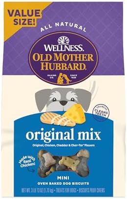 Old Mother Hubbard by Wellness Classic Original Mix Natural Dog Treats, Crunchy Oven-Baked Biscuits, Ideal for Training, Mini Size, 3.8 pound bag