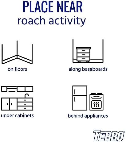 TERRO T500 Indoor Multi-Surface Roach Bait Stations - Indoor Cockroach Killer, 6 Bait Stations, Black