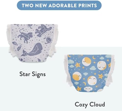 The Honest Company Clean Conscious Overnight Diapers for Sensitive Skin | Hypoallergenic, Fragrance Free | Cozy Cloud + Star Signs | Club Box, Size 5 (27+ lbs), 40 Count