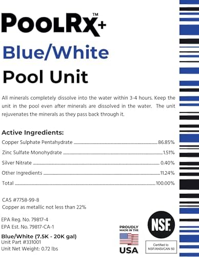 PoolRX+ Pool Unit 7.5k-20k gallons (4-Pack), Blue, (331003)