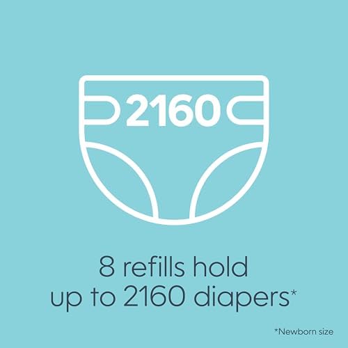 Diaper Genie Bags Refills 270 Count (Pack of 8) with Max Odor Lock | Holds Up to 2160 Newborn Diapers