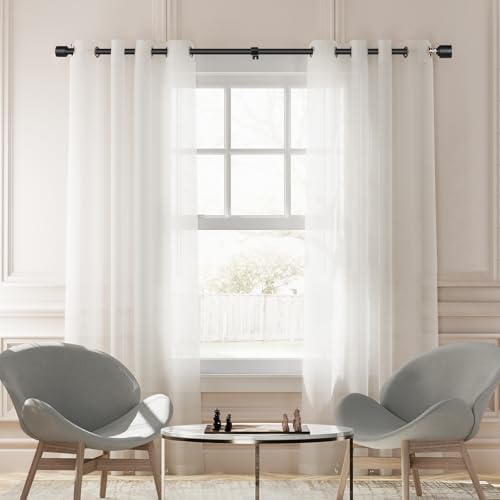 1” Diameter Curtain Rods Itself is 30 to144 inch 1 Pack Fit 30-142 inch, 66 to 120 inch Window with Heavy Duty Adjustable Rod Matte Black Curtain Splicing Metal Extra Long Curtain Rod for Windows