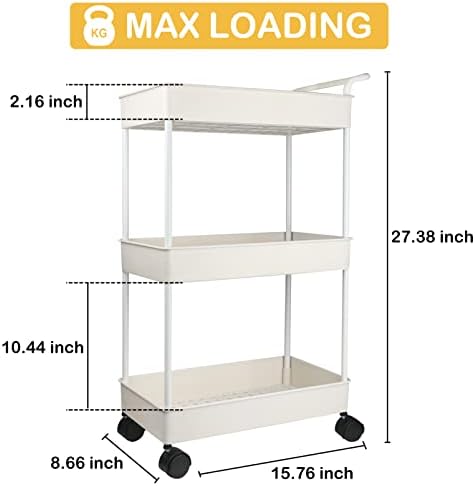 Baby Diaper Caddy, Plastic Movable Cart for Newborn Nursery Essentials Diaper Storage Caddy Organizer for Changing Table & Crib, Easy to Assemble, Beige