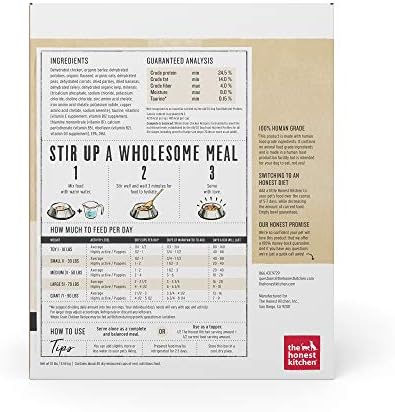 The Honest Kitchen Human Grade Dehydrated Whole Grain Dog Food – Complete Meal or Topper – Chicken 10 lb (makes 40 lbs)