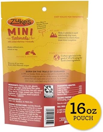 Zuke’s Mini Naturals Dog Training Treats for Dogs, Pet Treats Made with Real Chicken, 16 oz