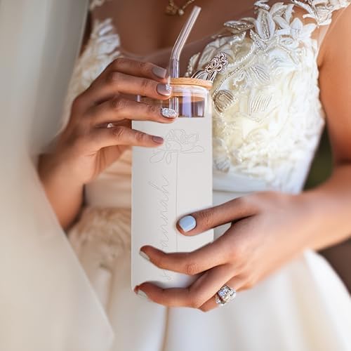 Bridesmaid Proposal Gift Set for Elegant Will You Be My Matron or Maid of Honor Gift Box, Personalized Asking Flower Girl or Junior Bridesmaid Bag with Cream Spa Party Favor Kit (BE1) (White, Glam)