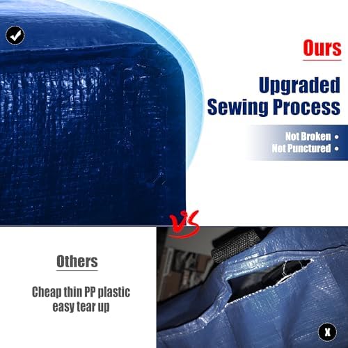Cosy Family 4 Pack Heavy Duty Extra Large Moving Bags with Backpack Straps - Strong Handles & Zippers, Storage Totes For Space Saving, Fold Flat, Alternative to Moving Box (X-Large-Set of 4, Blue)