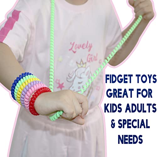 Sensory Chew Toys for Autistic Children, 12 Pack Stretch Chewing Necklaces Bracelets for Kids with Autism ADHD SPD, Stretch Stings Fidget Toys for Kids Toddlers Reduce Biting Stress and Anxiety