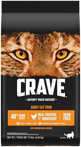 CRAVE Grain Free Adult High Protein Natural Dry Cat Food with Protein from Chicken, 10 lb. Bag