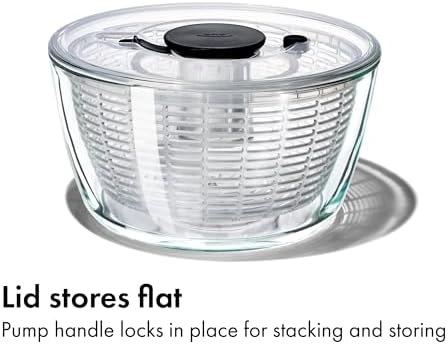 OXO Good Grips Glass Salad Spinner, Large/6.22 Quart, Clear