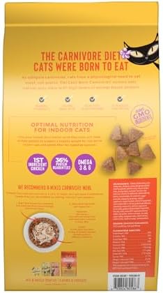 Tiki Cat Born Carnivore High Protein, Indoor Health, Chicken and Turkey Meal Recipe, Grain-Free Baked Kibble to Maximize Nutrients, Dry Cat Food, 3 lb. Bag