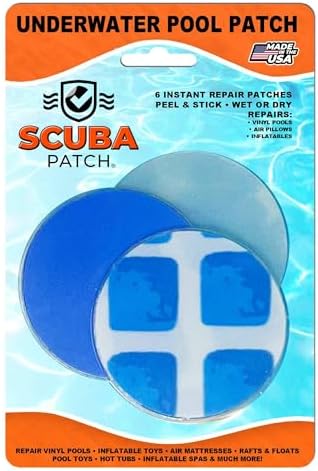 All-in-One Repair Kit for Above-Ground Pools | Fast, Underwater-Capable Peel-and-Stick OR Adhesive Glue-Down Vinyl Patches & for Easy Set and Frame Pools 2-1/2 Inch Peel and Stick