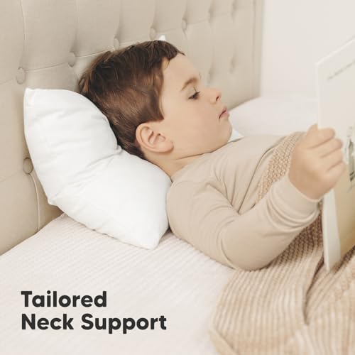 KeaBabies 2-Pack Toddler Pillow 13x18 - Soft Organic Cotton Kids Travel Bed Pillows for Sleeping, School, Nap, Machine Washable, Toddlers 2 to 5, Pillowcase Sold Separately (Soft White)
