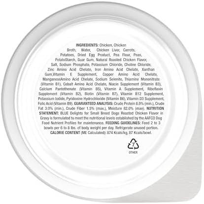Blue Buffalo Delights Small Breed Natural Wet Dog Food, Rotisserie Chicken Flavor in Gravy, 3.5-oz Cups, 12 Count