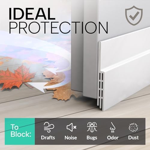 Vellure® Door Draft stoppers for Bottom of Door - New Premium Door Sweep/Door Seal Strip (Save Energy – installs Quickly and Easily) Door Weather Stripping, Ideal for Keeping Out Cold (5x39 White)