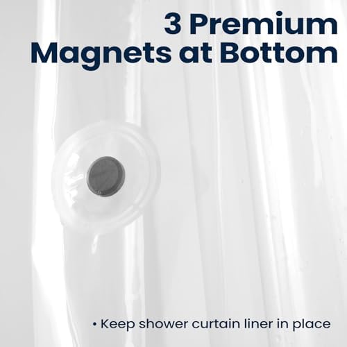 downluxe Set of 2 Waterproof Clear Shower Curtain Liner - PEVA Lightweight Plastic Shower Liner with 3 Magnets, Shower Curtains for Bathroom, 72" x 72", Clear