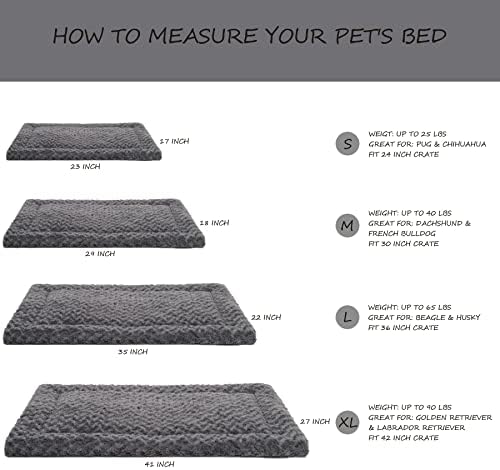 Washable Dog Bed Mat Reversible Dog Crate Pad Soft Fluffy Pet Kennel Beds Dog Sleeping Mattress for Large Jumbo Medium Small Dogs, 35 x 22 Inch, Gray