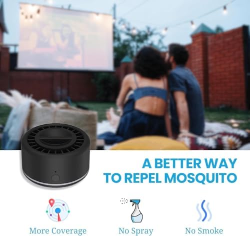 Mosquito Repellent Outdoor Patio, Bug Repellent Outdoor Portable Insect Repeller, Rechargeable Mosquito Repellent Device Camping Hiking 2 Refills (Black)