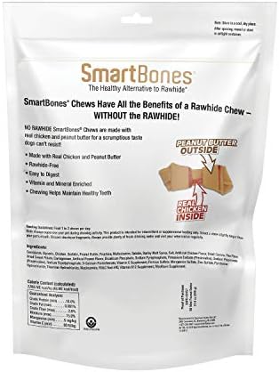 SmartBones Mini Bones With Real Peanut Butter 56 Count, Rawhide-Free Chews For Dogs