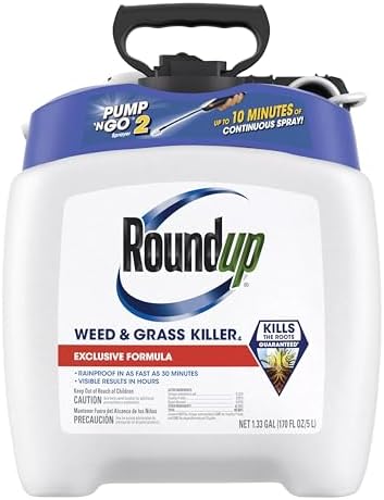 Roundup Weed and Grass Killer₄ with Pump 'N Go 2 Sprayer, Use in and Around Flower Beds, Trees & More, 1.33 gal.