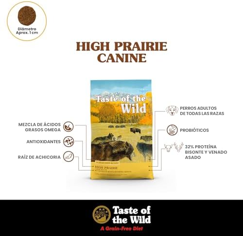 Taste of the Wild High Prairie Canine Grain-Free Recipe with Roasted Bison and Venison Adult Dry Dog Food, Made with High Protein from Real Meat and Guaranteed Nutrients and Probiotics 28lb