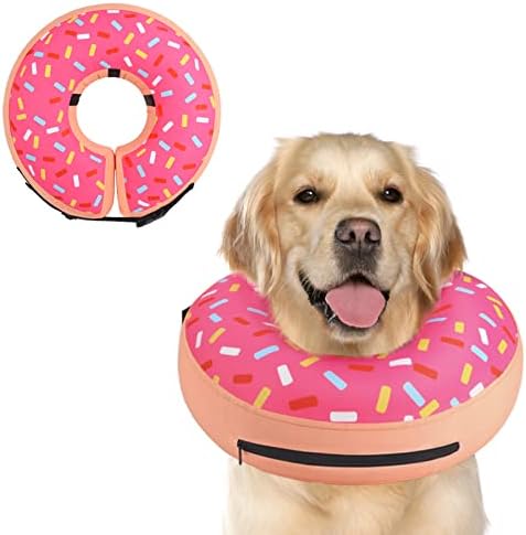 Supet Inflatable Dog Cone Collar Alternative After Surgery, Doggie Neck Donut Collar Recovery ECollar, Soft Dog Cone for Small Medium Large Dogs