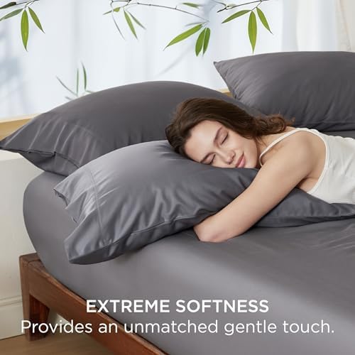 Bedsure Cooling Pillow Cases Queen Size Set of 2, Rayon Derived from Bamboo Cooling Pillowcases for Hot Sleepers, Cool Pillow Covers with Envelope Closure, Gifts, Dark Grey, 20x30 Inches, 2pcs
