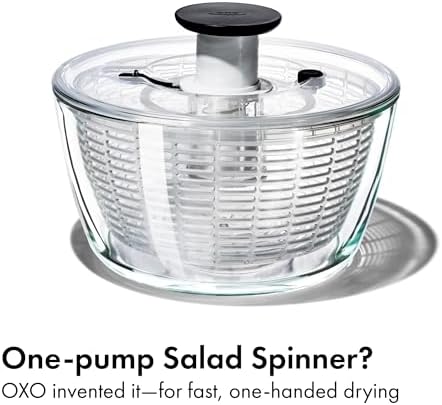 OXO Good Grips Glass Salad Spinner, Large/6.22 Quart, Clear